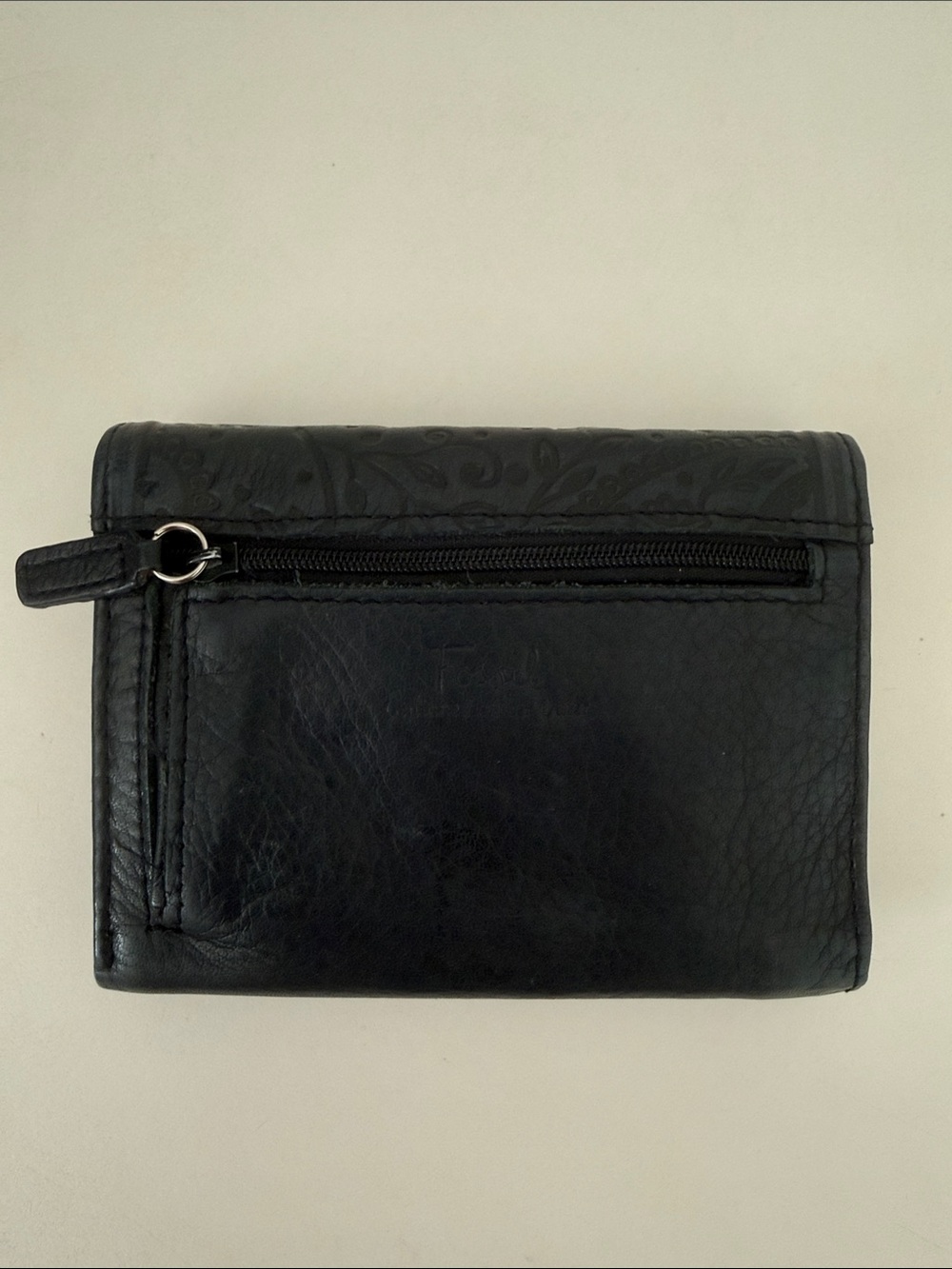 Fossil Black Leather Women's Wallet with Zip Pocket